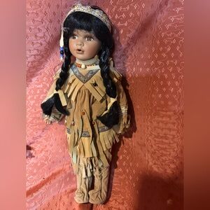 Native American-Inspired Doll with Black Hair